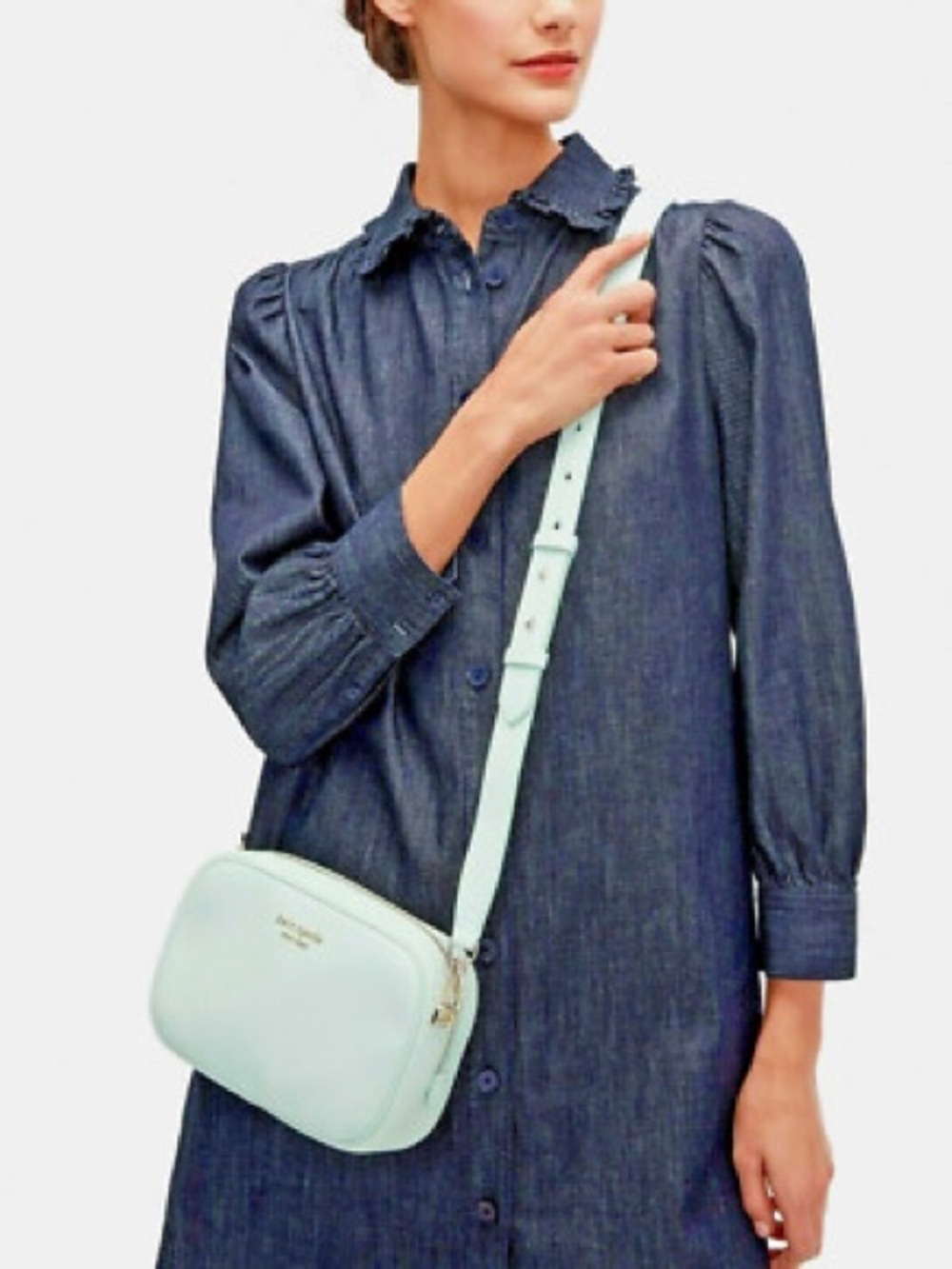 Kate Spade Astrid Medium Leather Camera Bag Light Blue